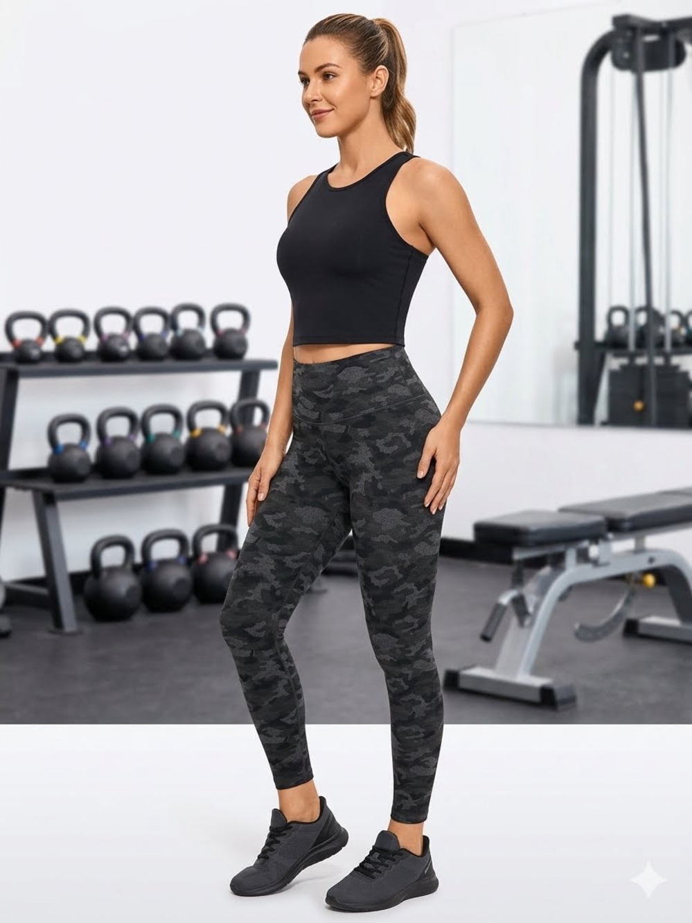 Fabletics Black Camo Leggings Size L